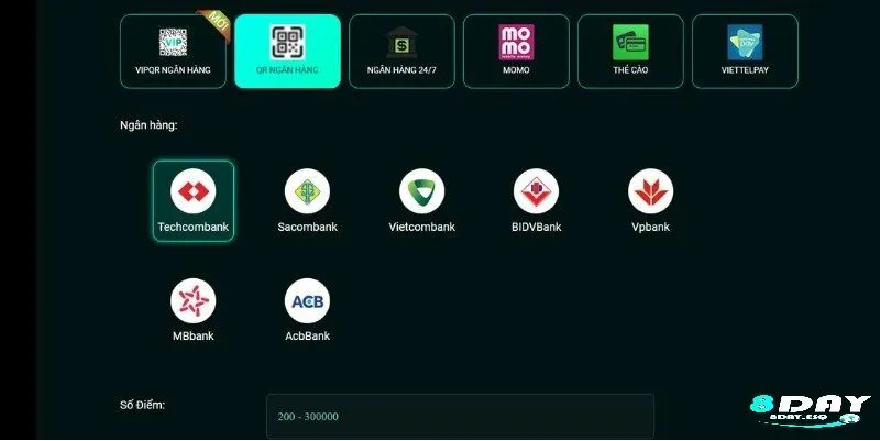 Ba phương thức Nạp tiền 8day hiện hành